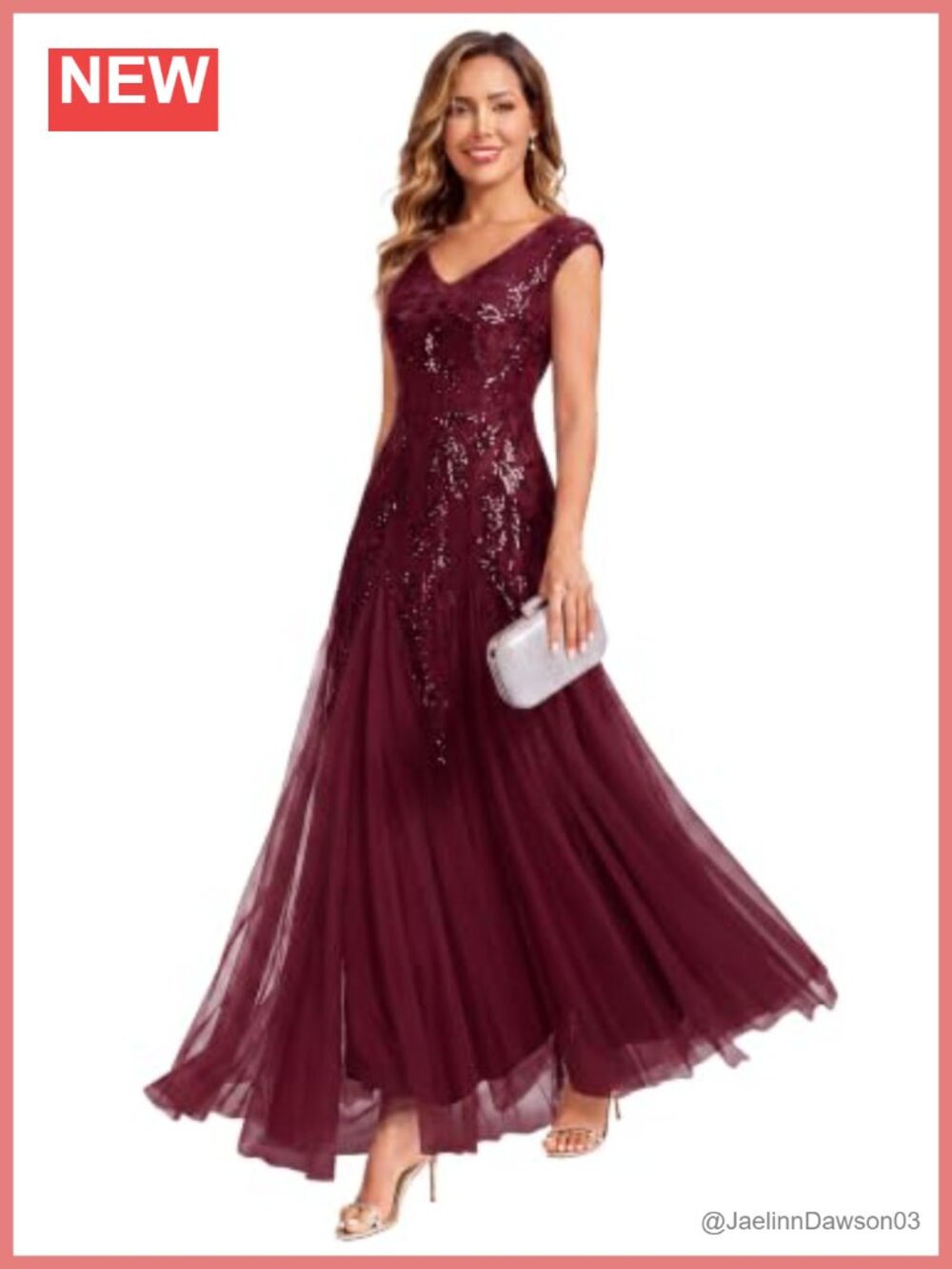 Women's Maxi Formal Sequin Gown Sleeveless V-Neck A-Line Evening Dress